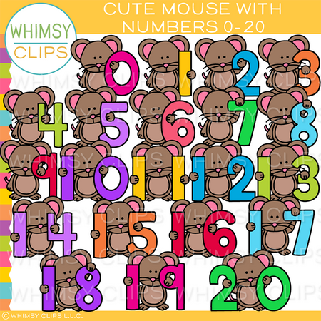 Cute Mouse With Numbers Clip Art
