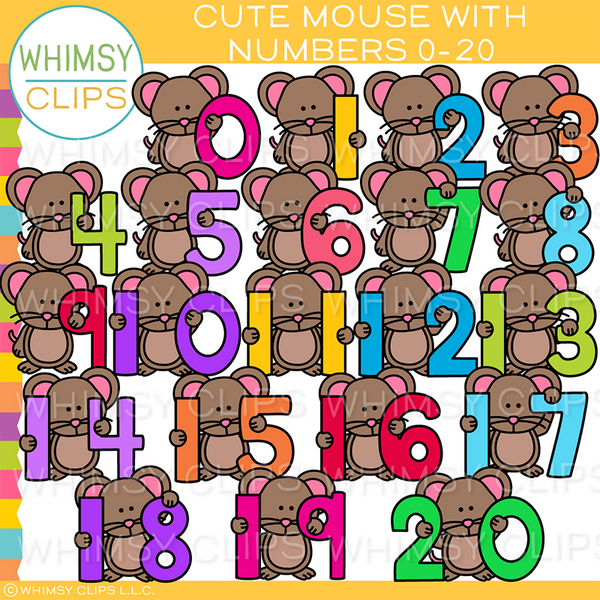Cute Mouse With Numbers Clip Art