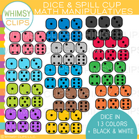 Dice and Spill Cups Math Manipulatives Clip Art