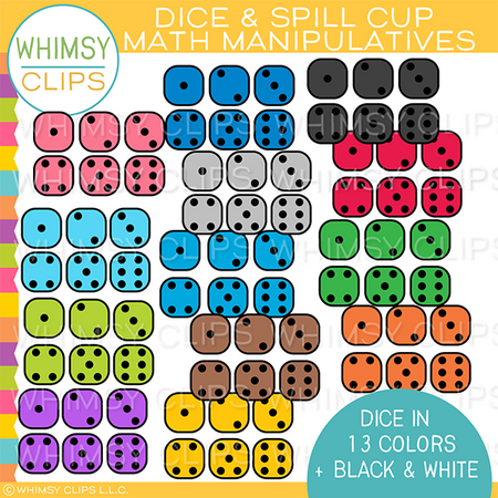 Dice and Spill Cups Math Manipulatives Clip Art