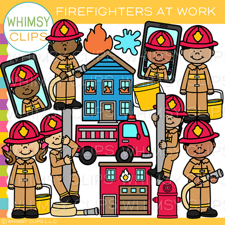 Firefighters At Work Clip Art
