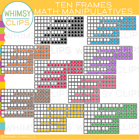 10 Frames and Five Frames Math Manipulatives Clip Art