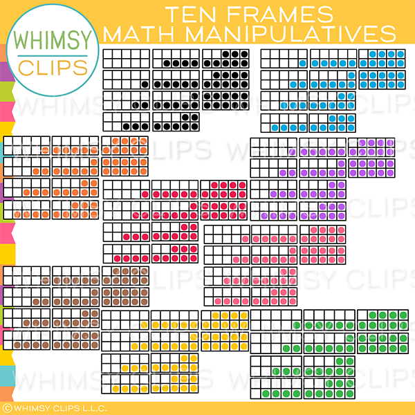 10 Frames and Five Frames Math Manipulatives Clip Art