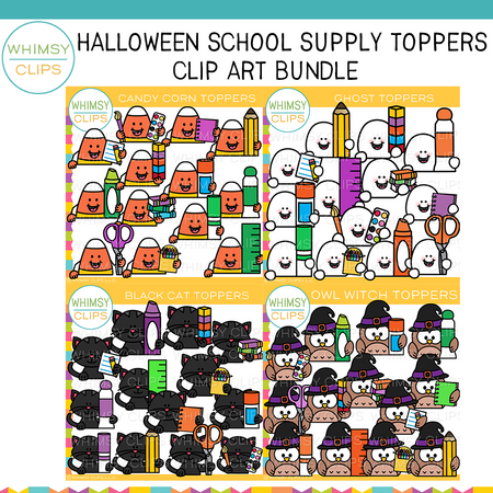 Halloween School Supply Page Toppers Clip Art Bundle