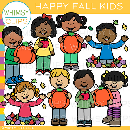 Happy Fall Kids Clip Art
