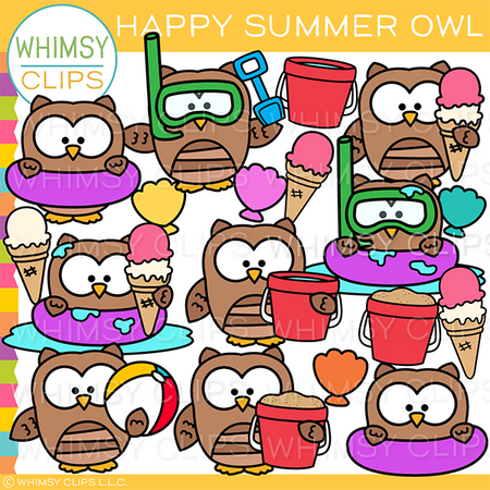 Happy Summer Owl Clip Art
