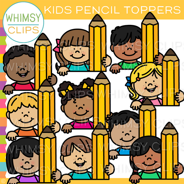 Kids Pencil Toppers Clip Art