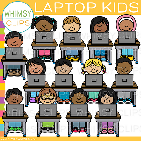 Laptop Kids School Clip Art