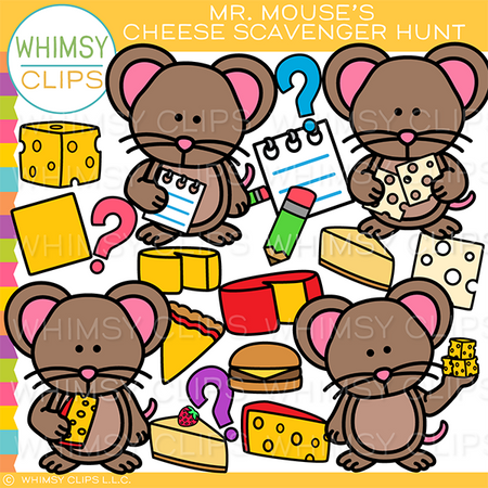 Mouse Cheese Scavenger Hunt Clip Art