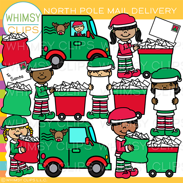 North Pole Mail Delivery Clip Art