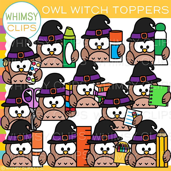 Owl Witch Topper Clip Art