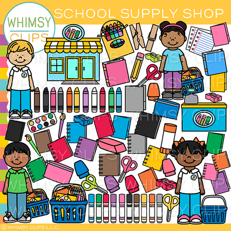 School Supply Shopping Clip Art
