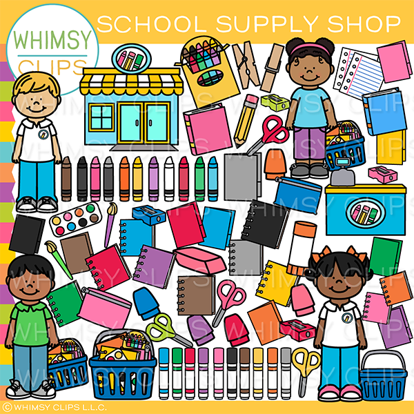 School Supply Shopping Clip Art