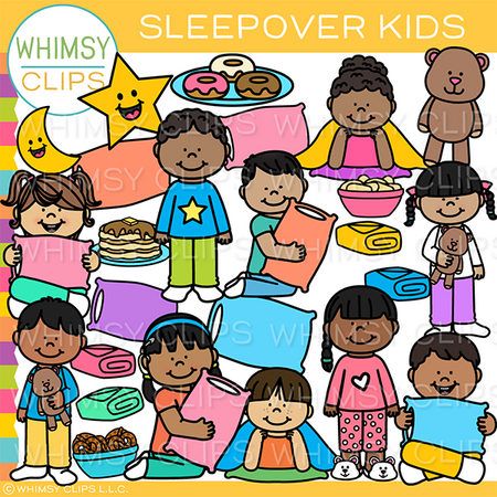 Sleepover Kids Clip Art
