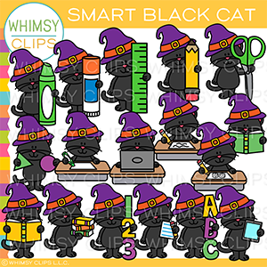 Smart Black Cat Clip Art