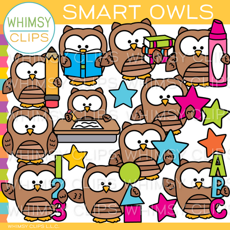 Smart Owls Clip Art