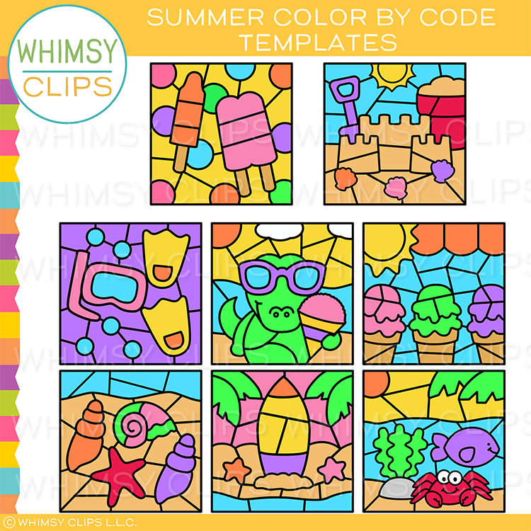 Whimsy Clips Color Four Seasons Color By Code Clip Art Templates Bundle, Images ...
