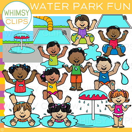 Kids Summer Water Park Fun Clip Art