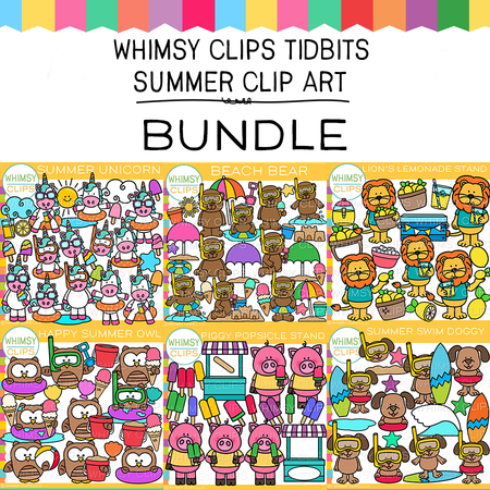 Animal Summer Tidbits Clip Art Bundle