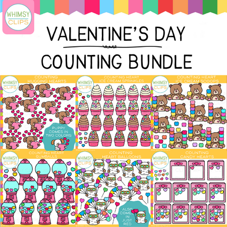 Valentine Counting Clip Art Bundle