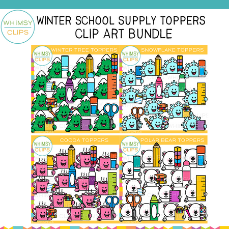 Winter School Supply Toppers Clip Art