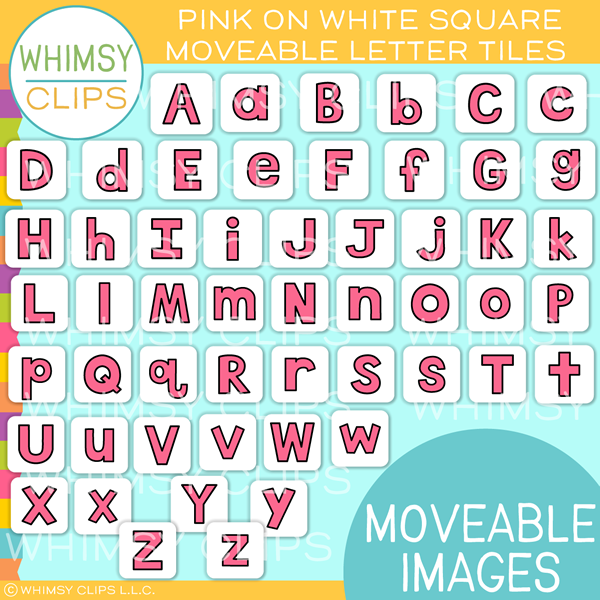 Simple Letter Tiles Clip Art BOTTOMLESS Bundle - Moveable Images