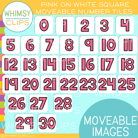 Simple Number Tiles Clip Art -  BOTTOMLESS Bundle - Moveable Images