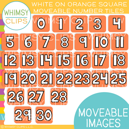 Simple Number Tiles Clip Art -  BOTTOMLESS Bundle - Moveable Images