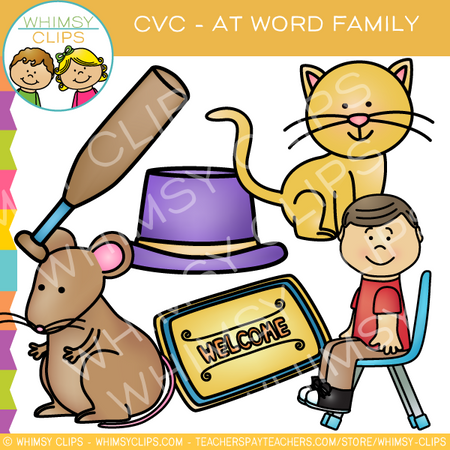 CVC -at Word Family Clip Art