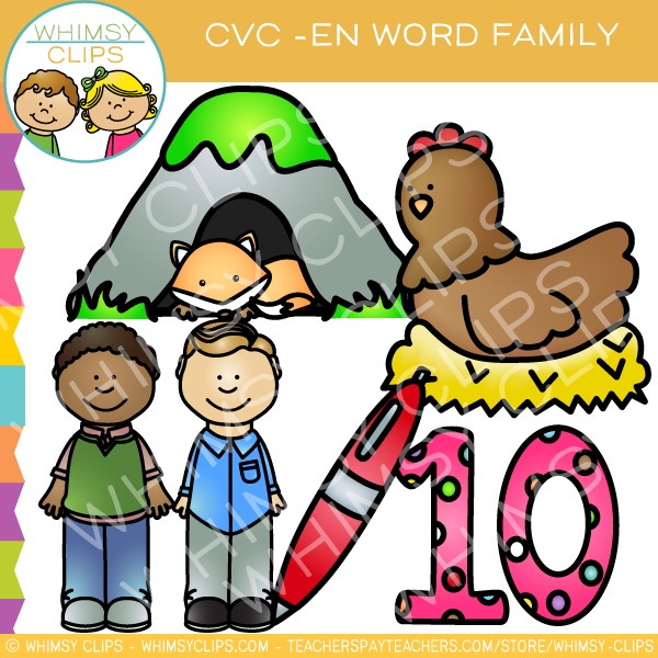 CVC -en Word Family Clip Art
