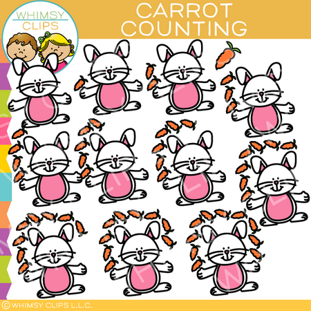 Bunny and Carrot Counting Clip Art