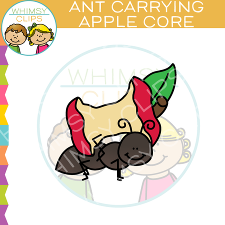 Ant Carrying An Apple Core Clip Art