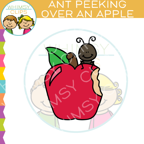 Ant Peeking Over Apple Clip Art