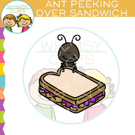 Ant Peeking Over Sandwich Clip Art