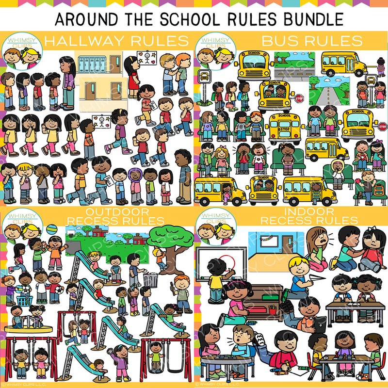 Whimsy Clips Rules Rules Around the School Clip Art Bundle, Images & Illustrations ...
