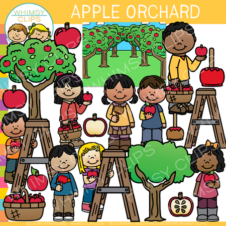 At the Apple Orchard Clip Art