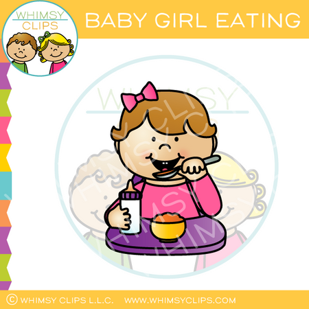 Baby Girl Eating Clip Art