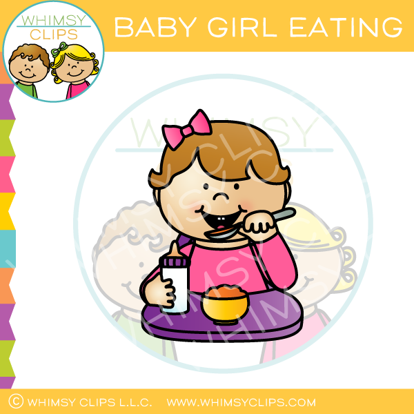 Baby Girl Eating Clip Art
