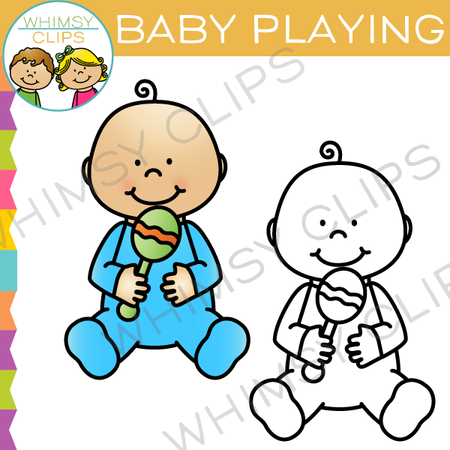 Baby With Rattle Clip Art