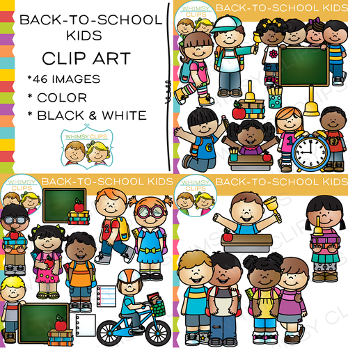 School Kids Clip Art , Images & Illustrations | Whimsy Clips
