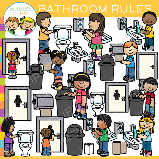 Whimsy Clips Rules Bathroom Rules Clip Art, Images & Illustrations | Whimsy Clips