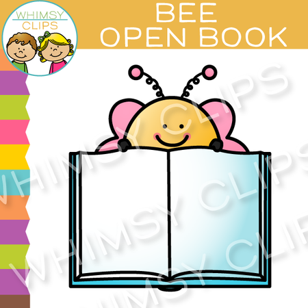 Free Bee with an Open Book Clip Art