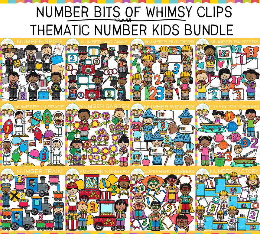 Number Bits of Whimsy Clips: Thematic Number Kids Clip Art Bundle ...