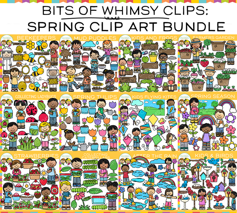 Whimsy Clips Paper Bits of Whimsy Clips: Spring Clip Art Bundle, Images & Illustrations ...