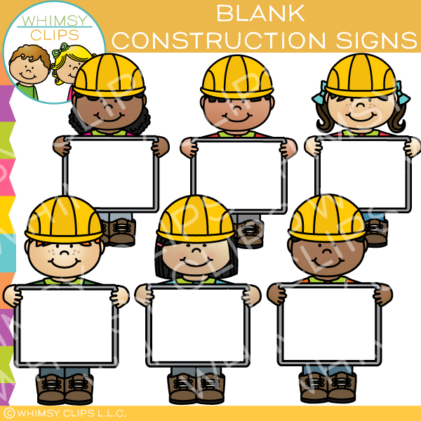 Builders with Blank Signs Clip Art