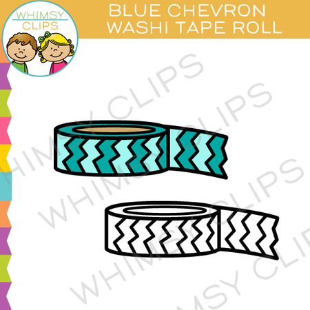 Blue Chevron Washi Tape Roll Clip Art