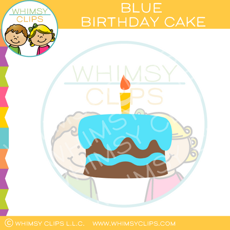 Blue Chocolate Boy Birthday Cake Clip Art