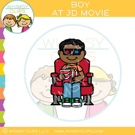 Boy At 3D Movie Clip Art