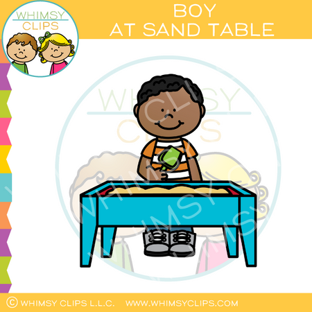 Boy At Sand Table Clip Art