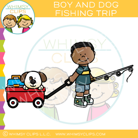 Boy and Dog Fishing Trip Clip Art – Whimsy Clips